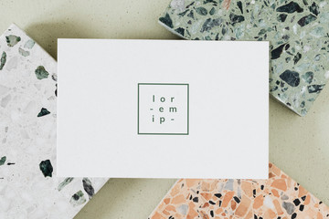 White card on granite tiles template