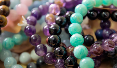 Crystal Stone macro-mineral, purple amethyst with large quartz crystals, beads, beads, jewelry.