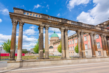 Fototapeta premium Ancient columns, St. Nicholas' Church and Brandenburg parliament (Landtag) Potsdam, Germany
