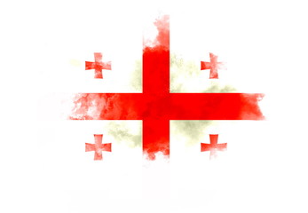 Fototapeta premium Georgia flag performed from color smoke on the white background. Abstract symbol.
