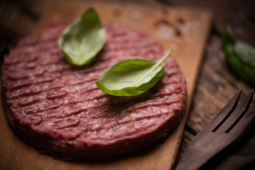 Raw ground beef meat burger steak