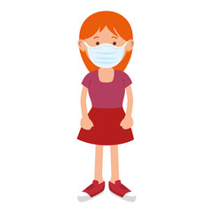 young woman with face mask isolated icon vector illustration design