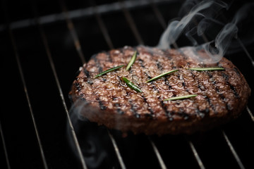 A beef burger grill cooking