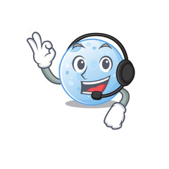 A gorgeous blue moon mascot character concept wearing headphone