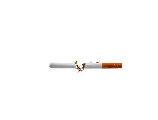 broken cigarette  in white background 