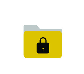 protected folder icon isolated on white background, folder protection symbol