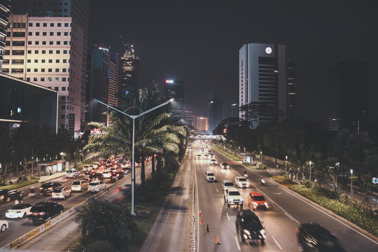 Jakarta City Traffic Ambience in Night