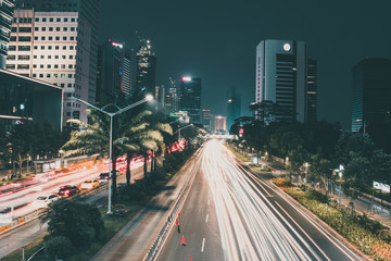 Fototapeta na wymiar traffic in city Jakarta, The Busiest City of Indonesia