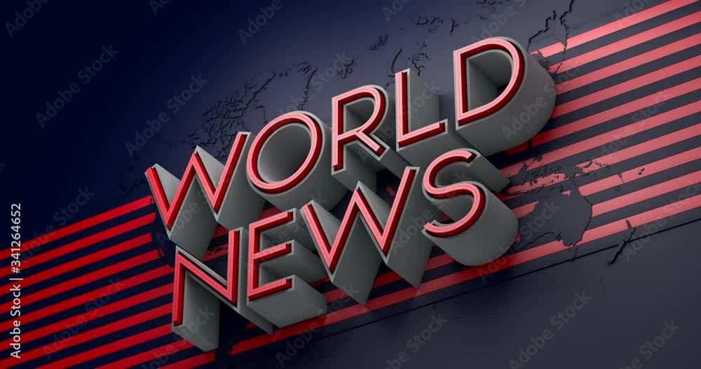 Poster world news intro animation for tv graphic of world map background. 3d rendering