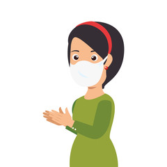 woman with face mask isolated icon vector illustration design