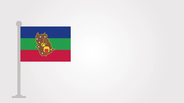 Amazonas State Venezuela short flag animation on tiny flagpole.