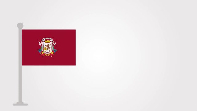 Caracas Venezuela short flag animation on tiny flagpole.