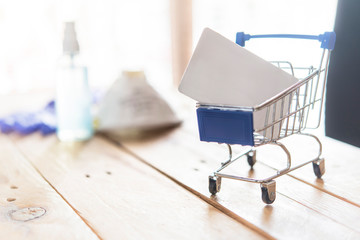 credit card and using. Online shopping concept