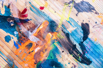 Grunge Wooden Background - with Abstract Color Paints