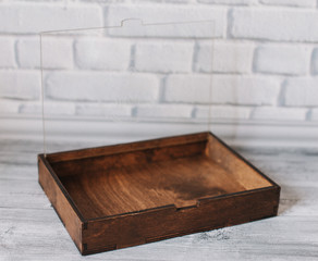 wooden box on a table