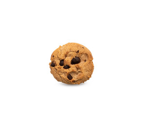 fresh chocolate chip cookie on white background