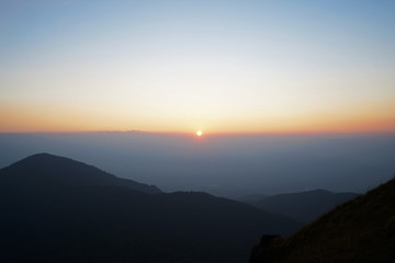Landscape of Sunset sky with view of natural mountain range