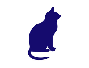 Silhouette of a blue cat on a white background.