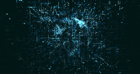 Abstract digital network data background, 3D rendering