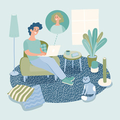 Web, smart working, work at home, relaxing,  chat online