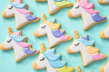 Fototapeta na wymiar Unicorn sugar cookies