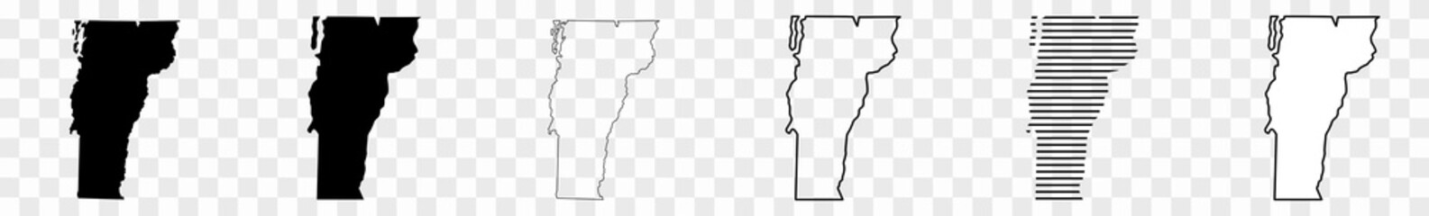 Vermont Map Black | State Border | United States | US America | Transparent Isolated | Variations