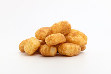 Brown rice cracker on white background