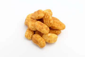 Brown rice cracker on white background