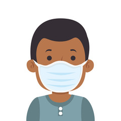 young man afro with face mask isolated icon vector illustration design