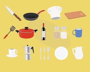 Kitchen and Cooking Icon Set. Vector Illustration.