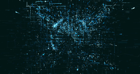 Abstract digital network data background, 3D rendering