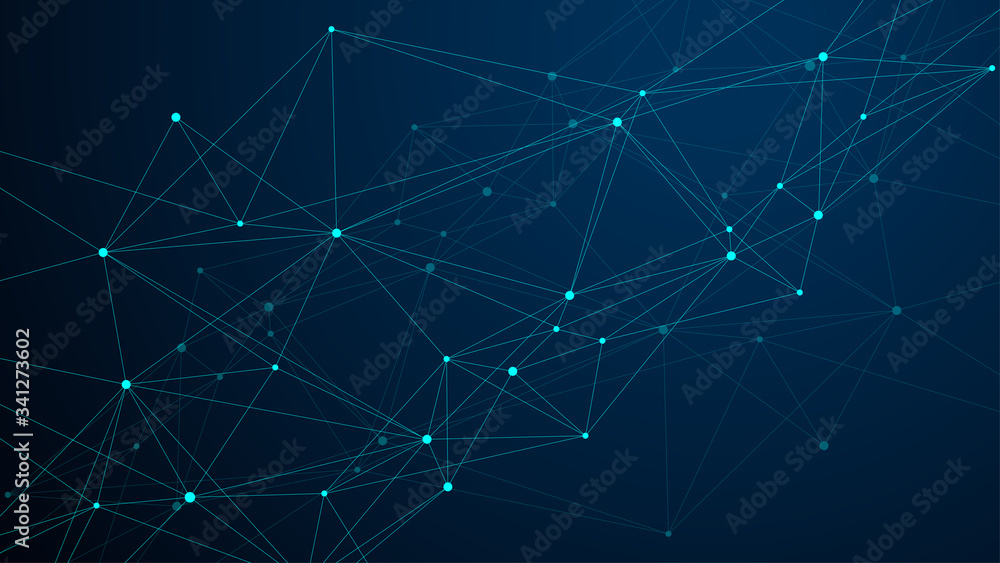 Leinwandbilder Abstract plexus background with connected lines and dots. Plexus geometric effect. Digital data visualization. Futuristic technology style low-poly element for design. Vector illustration.
