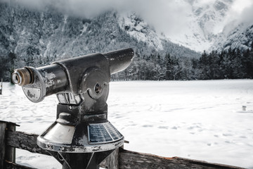 Coin-operated Binocular during the winter  