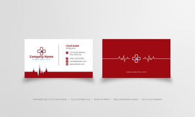Maroon and blue modern business, healthcare, medical card template