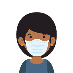 woman afro with face mask isolated icon vector illustration design