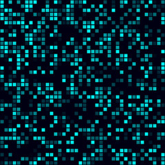 Abstract technology background. Sparse pattern of squares. Cyan colored seamless background. Stylish vector illustration.