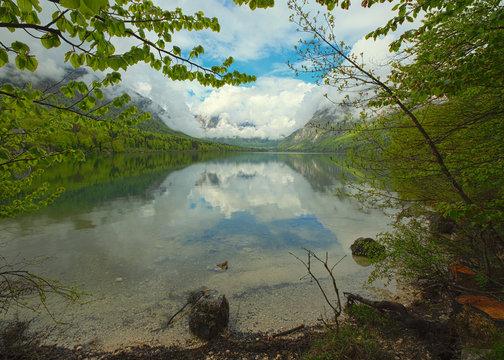 Bohinjsko Jezero Between Mountains In Slovenia