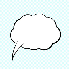 Think bubble isolated. Trendy think bubble in flat style. Modern template for social network and label. Creative thought balloon. Cloud line art, vector illustration.