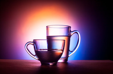 glass tea mugs. shot in the clear. concept of glassware.