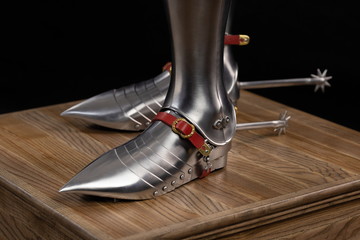 Medieval knightly armor, full set and details, made by an adult in full growth. Milanese Armor...