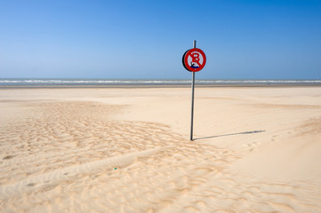 De Panne beach at low tide on the Belgian coast, Belgium