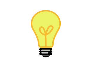 Yellow light bulb on a white background.