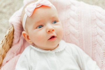 Little cute girl of 2 months. Newborn.