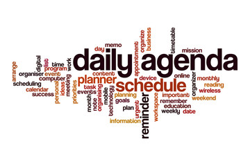 Daily agenda word cloud concept