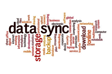 Data sync word cloud concept