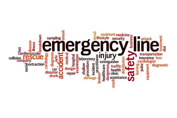 Fototapeta premium Emergency line word cloud concept
