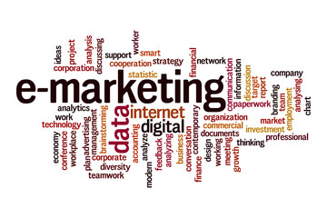 E-marketing word cloud concept