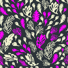 seamless pattern with flowers on black background