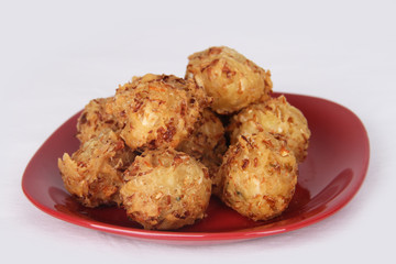 Traditional Indonesian Vegetable Fritters Snack called “Bakwan” or “Gorengan”