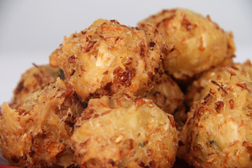Traditional Indonesian Vegetable Fritters Snack called “Bakwan” or “Gorengan”